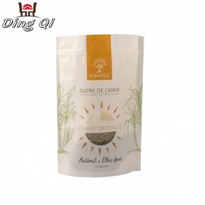 White stand up coffee bag with zipper and window