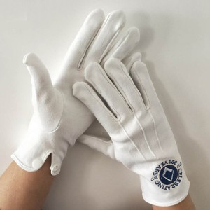 Masonic sword embroidery cotton gloves with button