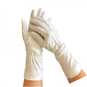 White Parade Band Uniform Formal Ceremony cotton gloves with dots on palm Item No.: HMD-30WL