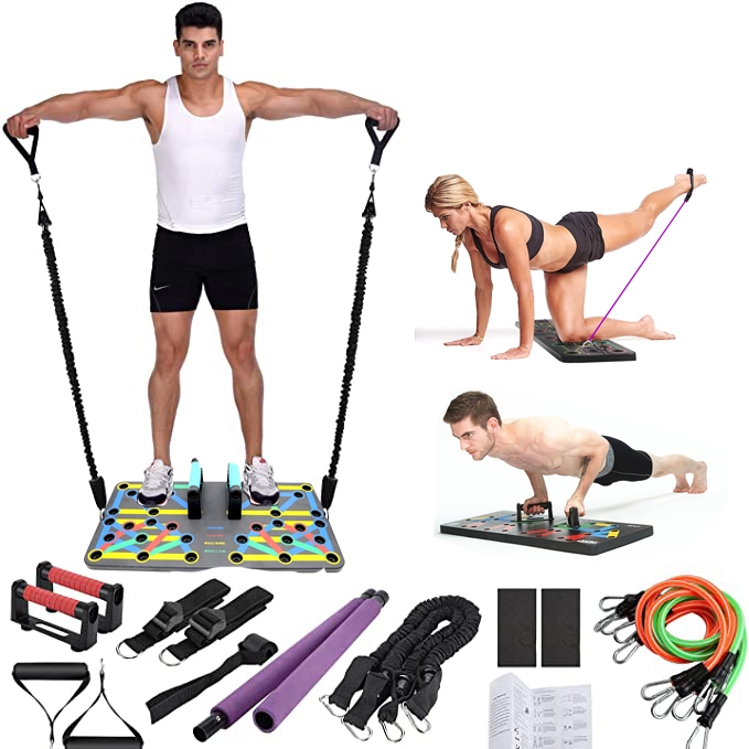 China Foldable workout equipment set Exercise training Push Up Board with  resistance bands factory and manufacturers