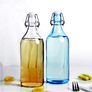 wholesale reusable glass beverage bottle with swing top