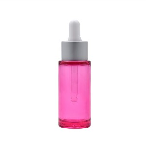 new arrival pink color PET serum bottle with do...