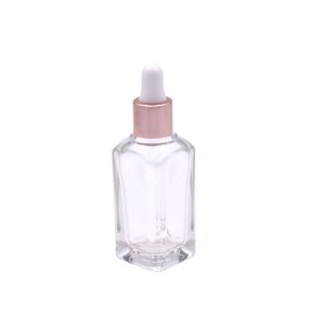 1 oz clear essential oil bottle with rose golden dropper