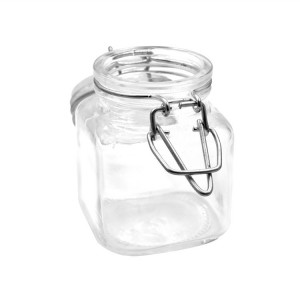 hot sale square spice glass jar with airtight lid