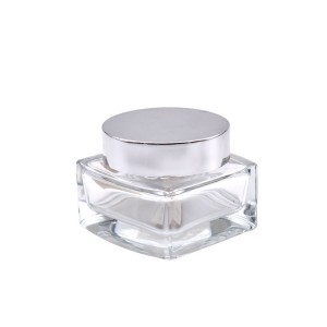 50g square transparent cosmetics cream glass jar with Alu lid