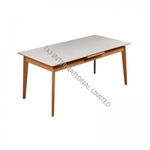 FALSTER-DT Ceramic Extension Table With Solid Wood Leg