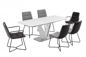 MDF with White Glass Extension Dining Table TD-2056