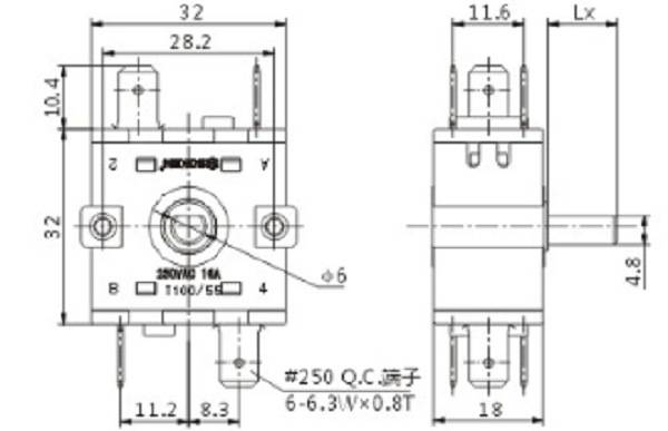 Soken 4 Posysje elektryske Switchover Rotary Switch 16A Rt232-4