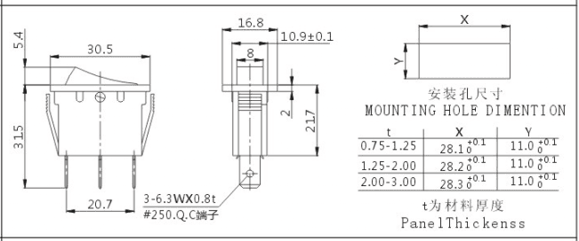 Soken Rk1-16 1X1n W/R interruptor oscilante liga/desliga