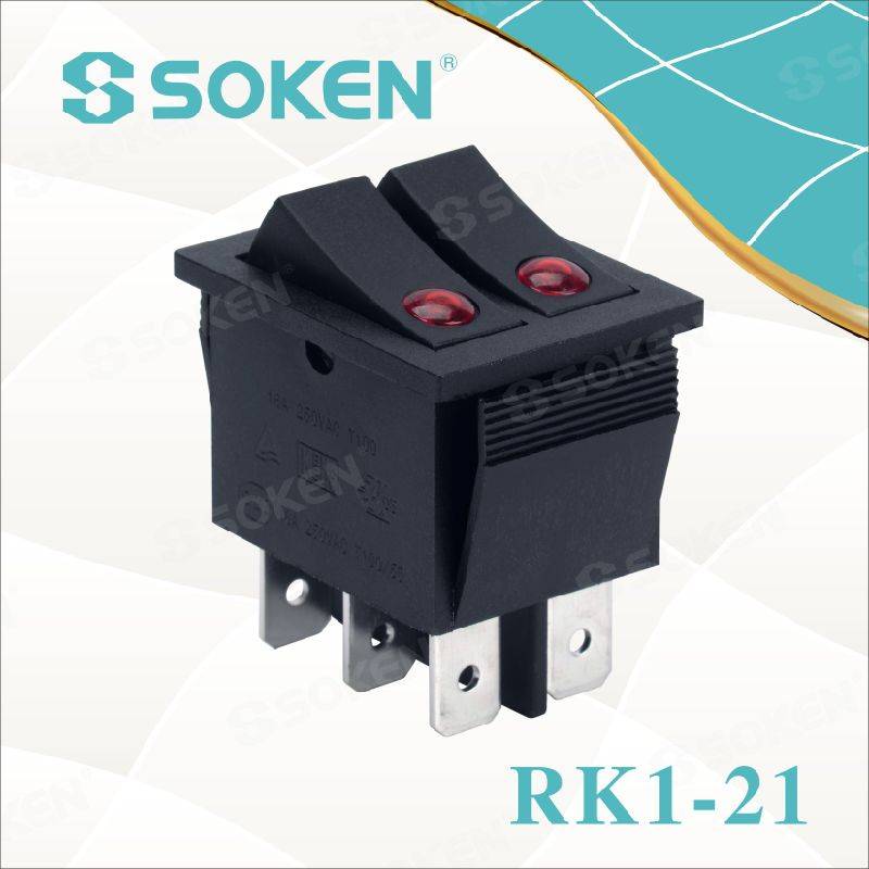 Soken Rk1-21 Ống kính bật tắt Công tắc Rocker đôi được chiếu sáng