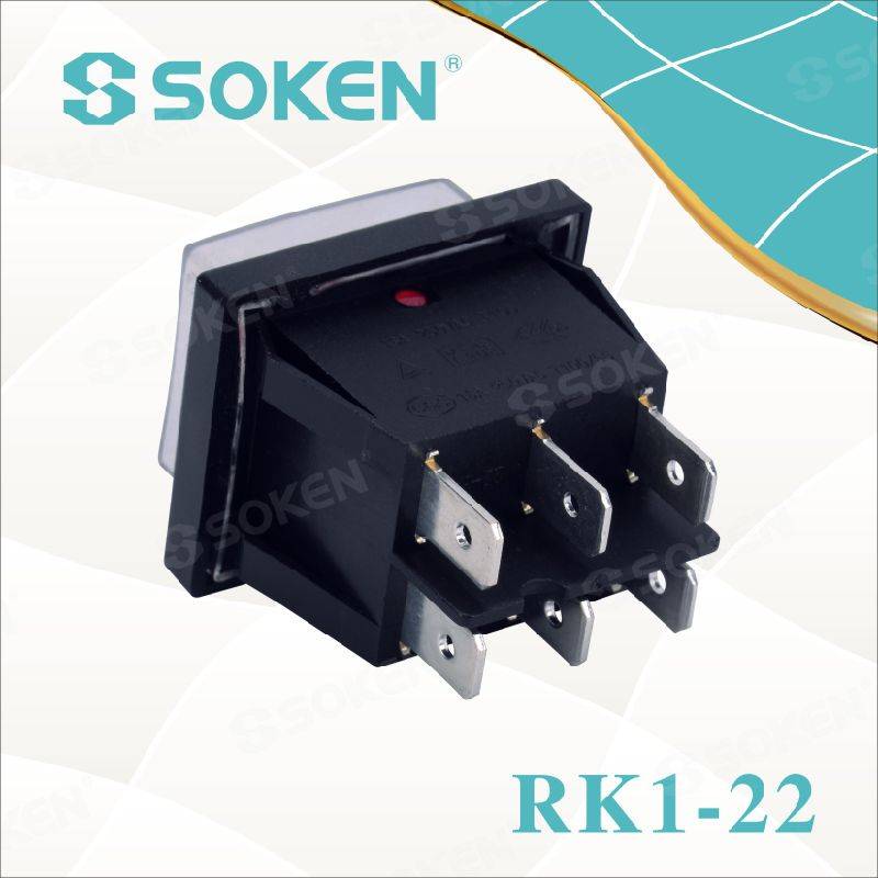 Soken Rk1-22 1X1X2n on off Waterproof Illuminated Double Rocker Switch
