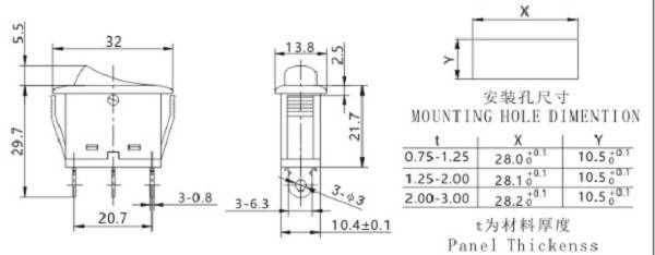 Comutator basculant Soken pornit/oprit pentru aparatul electric Rk1-11c