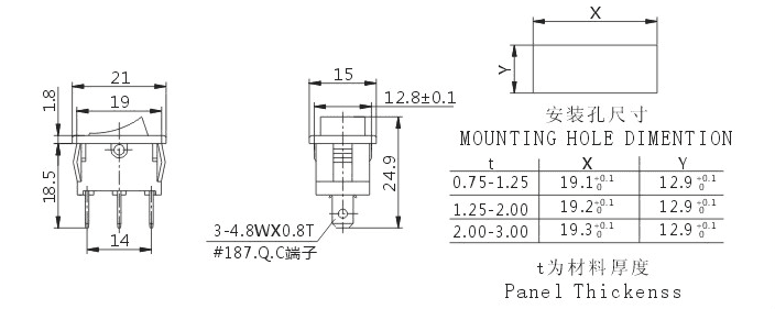 Sokne Rk2-18 1X1b/B UL Micro Rocker Switch