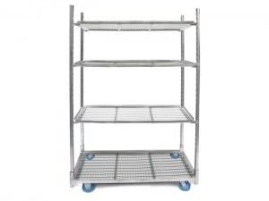 Flower Display Trolley with 3 Wire Mesh Shelves
