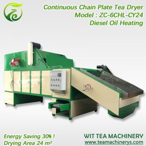 Factory Outlets Mini Tea Dryer Machine - Diesel Oil Heating Continuous Belt Type Tea Leaves Dryer ZC-6CHL-CY24 – Wit Tea Machinery