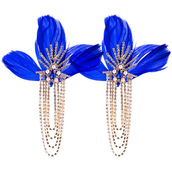 Women Fashion Earring Blue Feather Earring Female Long Earring Bohemian Earrings