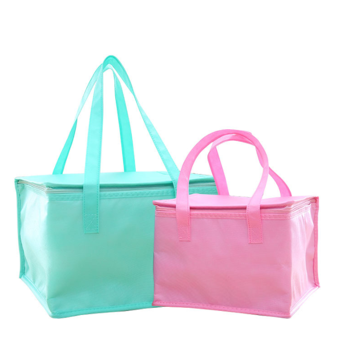 Zipper Pink Blue Nonwoven Thermal Bag Take Out Seafood Cake Bag Non Woven Insulation Bag For Food