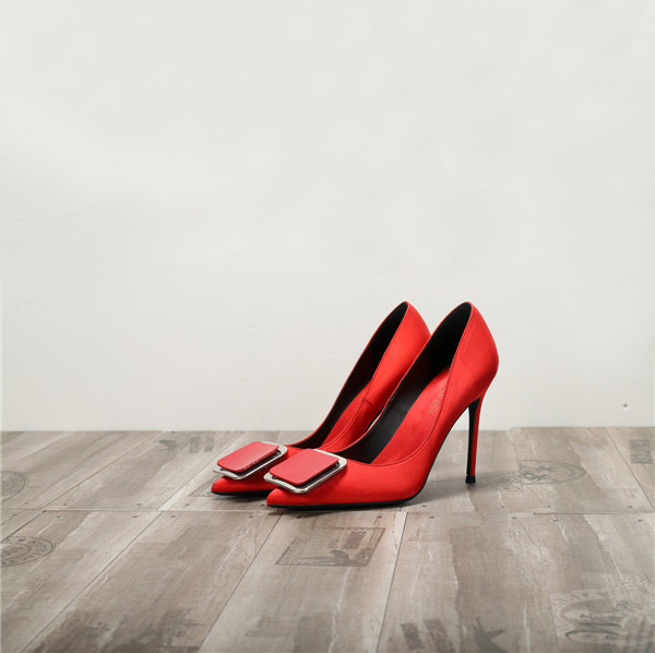 Black Silk Satin Ladies high heels