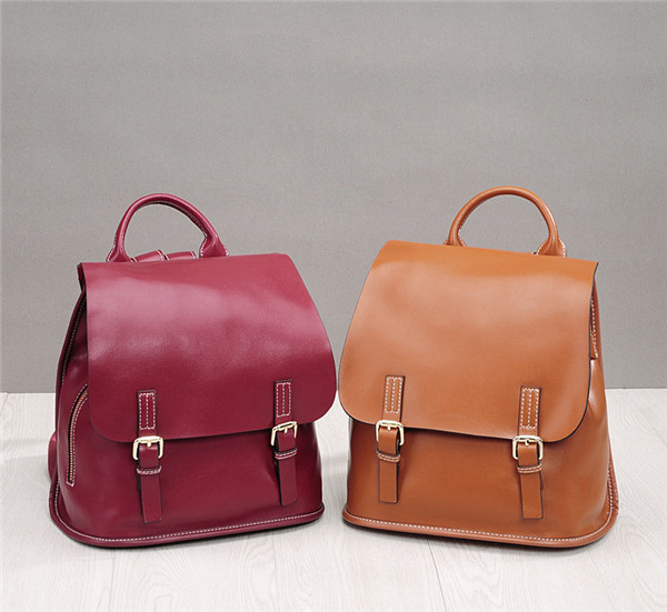 High Quality Soft Leather Backpacks Fashion Oil Wax Leather Backpack