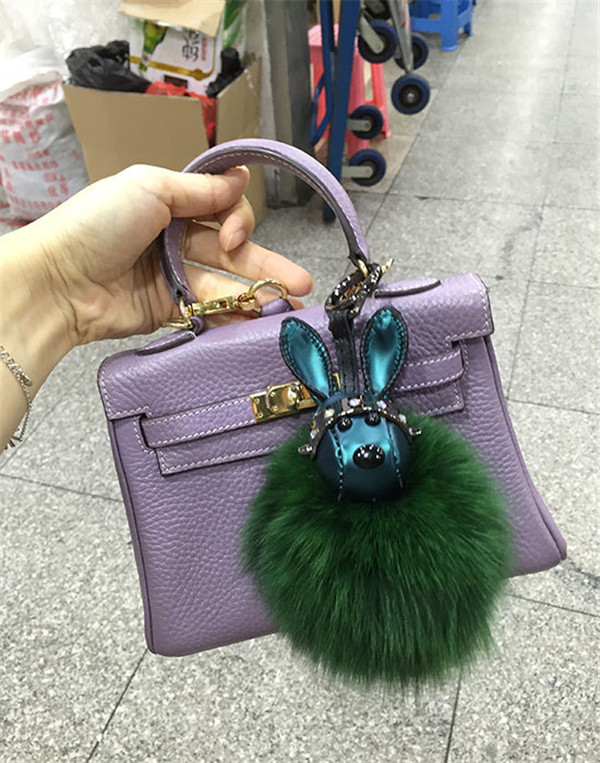 Bag Hanging Accessory Fashion Green Rabbit Fur Accessory For Bags