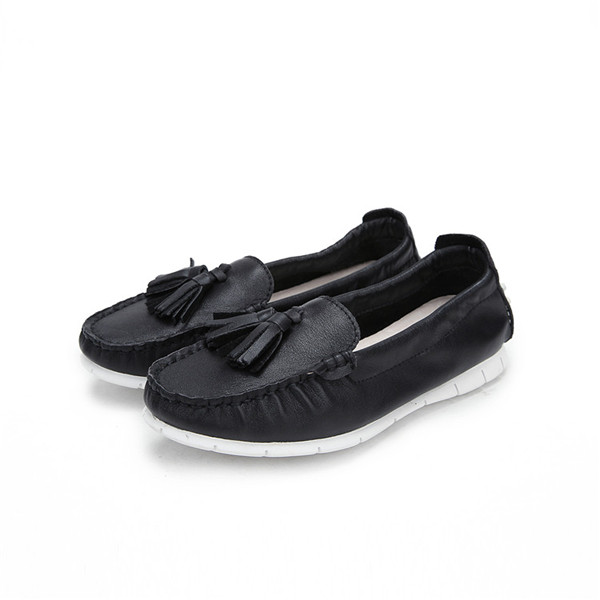 Black Cowhide Women Designer Shoes With White Outsole