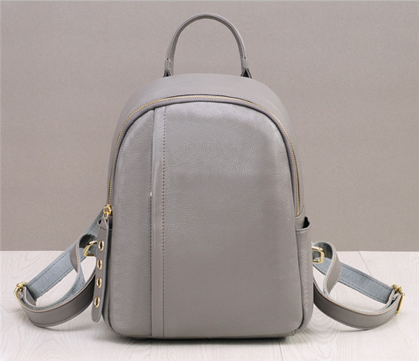 Very Popular Fashion Ladies Grey Cowskin Leather Backpacks For Young Girls Backpacks Factory
