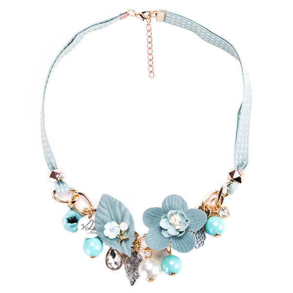 Light Green Collarbone Chain Necklace Plastic Flower Leaves Necklace Women Fashion Necklace