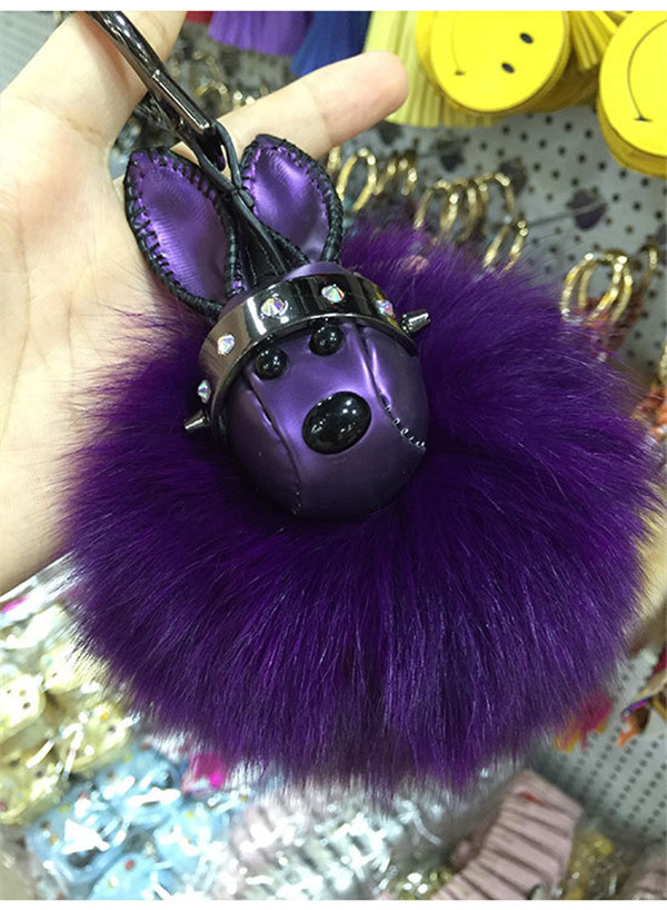 Wholesale Bag Hanging Accessory Fashion Purple Rabbit Fur Accessory