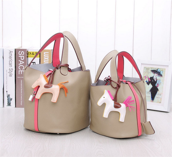Many Colors Designer Bags Handbags Women Cowhide Basket Bags With Silk Scarf