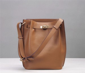 High Quality Designer Bag Tan Leather Bucket Bag