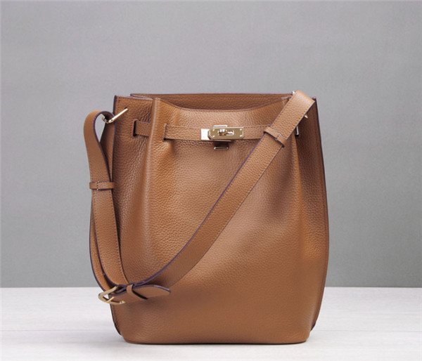 High Quality Designer Bag Tan Leather Bucket Bag