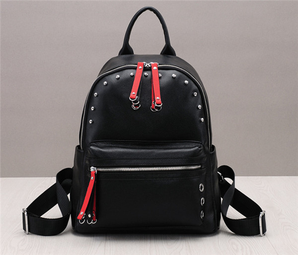 High Quality Fashion Natural Cowskin Backpacks With Rivet Backpacks