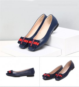 Customized Women Blue Cowskin Walking Shoes Famous Designer Shoes Square Toe