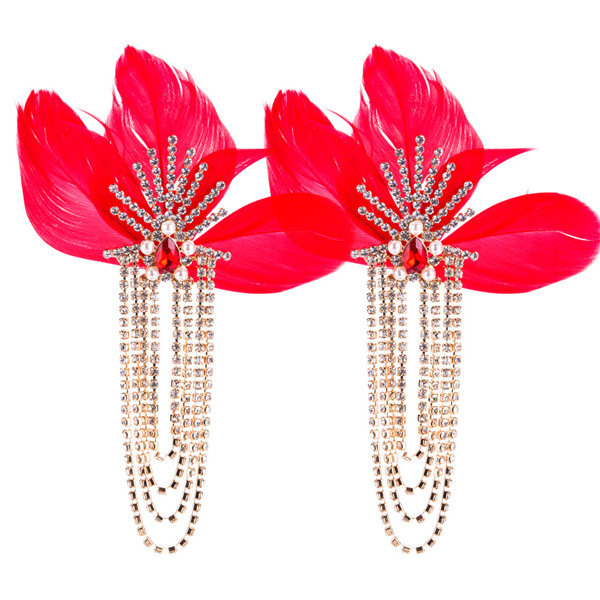 Women Fashion Earring Red Feather Earring Female Long Earring Bohemian Earrings