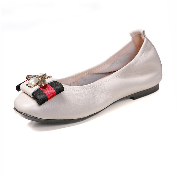 Big Yard Shoes Women White Cow Hide Designer Shoes With Toe Flower