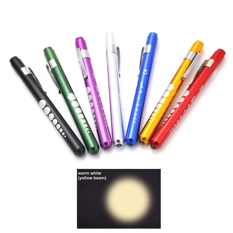 Promotion led Yellow light Eyes Checking Pocket Clip pen light medical Eyes Diagnostic Doctor Led Pen Lights Medical Penlight