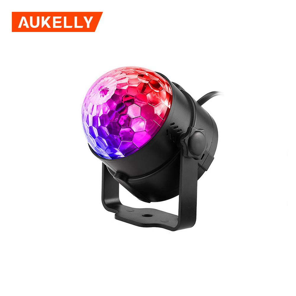 Led remote control colorful voice control crystal magic ball light DJ disco music Christmas KTV party rotation stage light