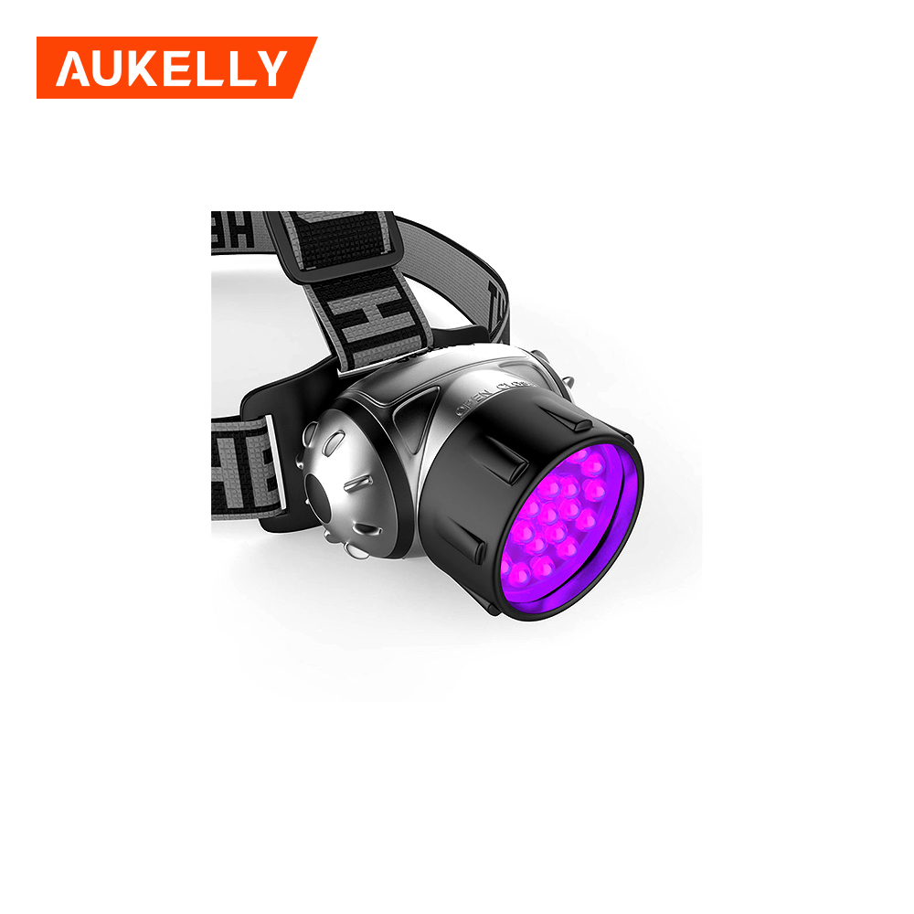 19 leds purple uv led lamp rechargeable ultraviolet headlamp