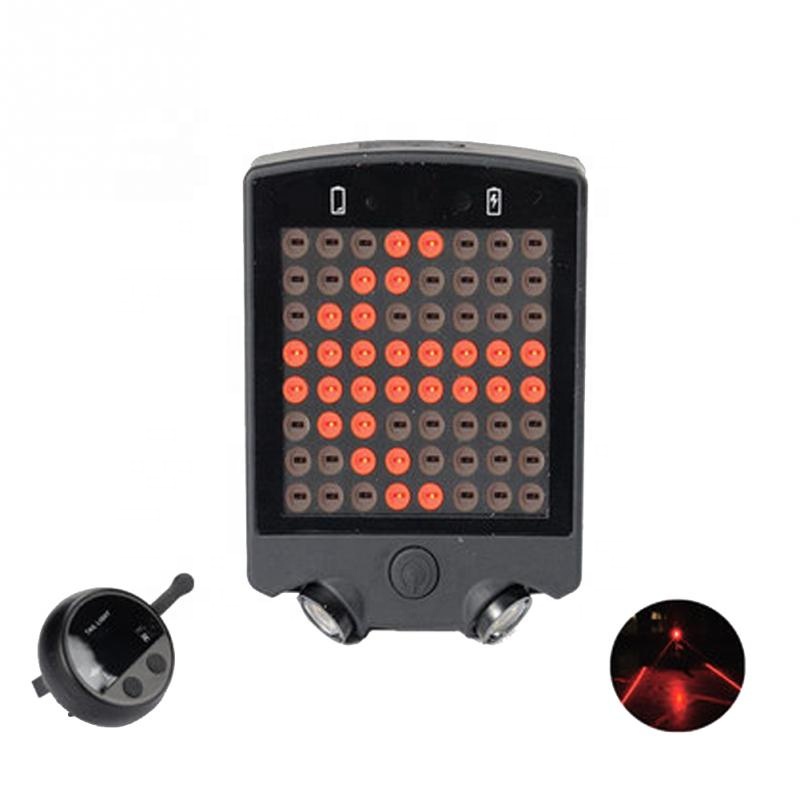 64 LED Wireless Remote Laser Bicycle Rear Light Direction Indicator USB Charging Turn Signals Safety Warning Bike Tail Light