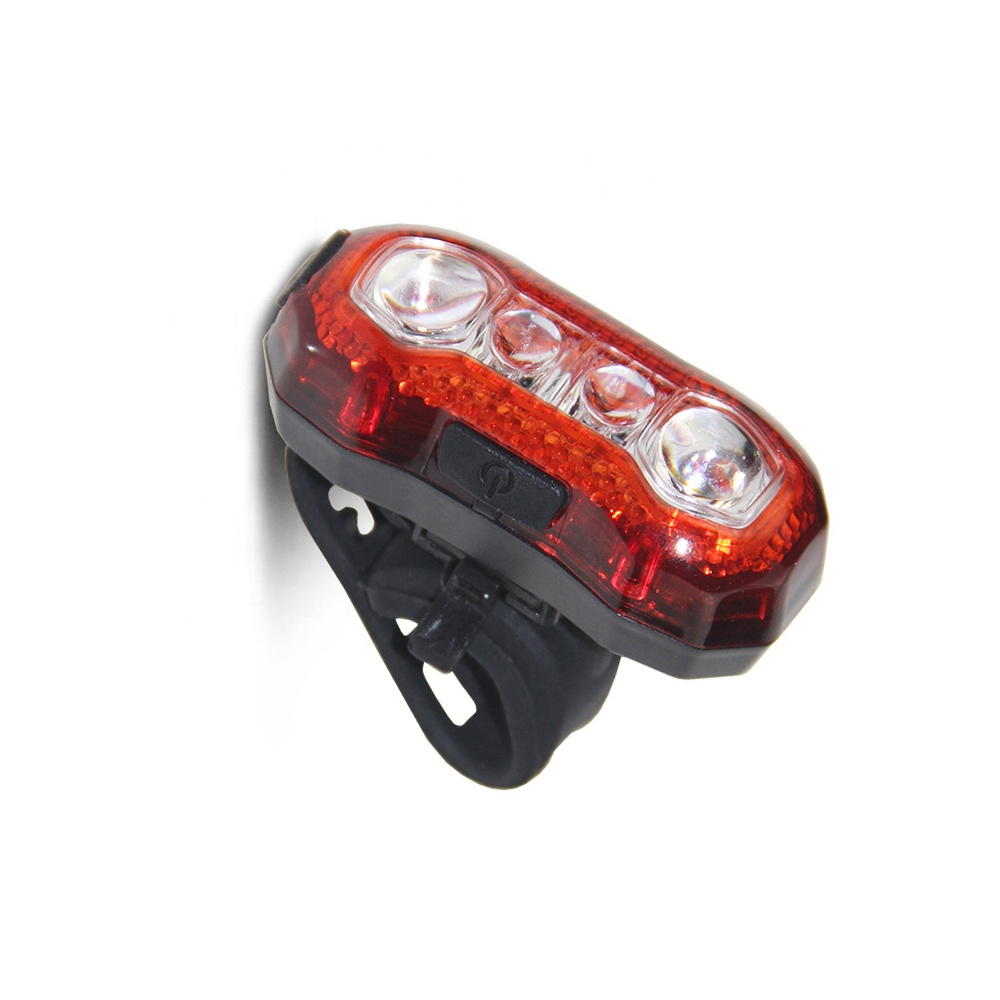 5 modes 100lumen built-in 630mah li-ion polymer battery abs plastic 4red led bicycle rear light