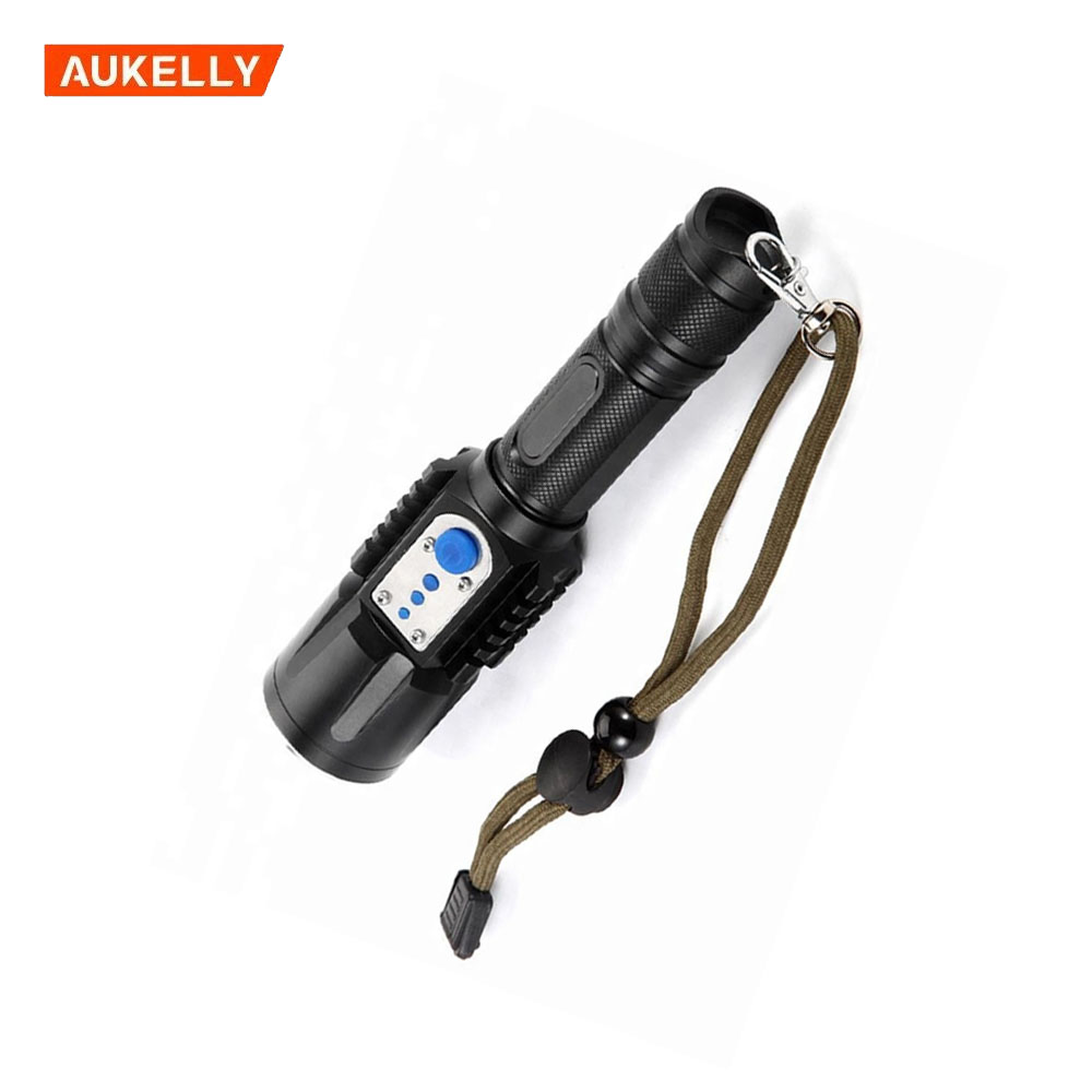 Newest USB Flashlight 1000 Lumens T6 LED Torch Zoomable usb charged flashlight with Voltage Indicators