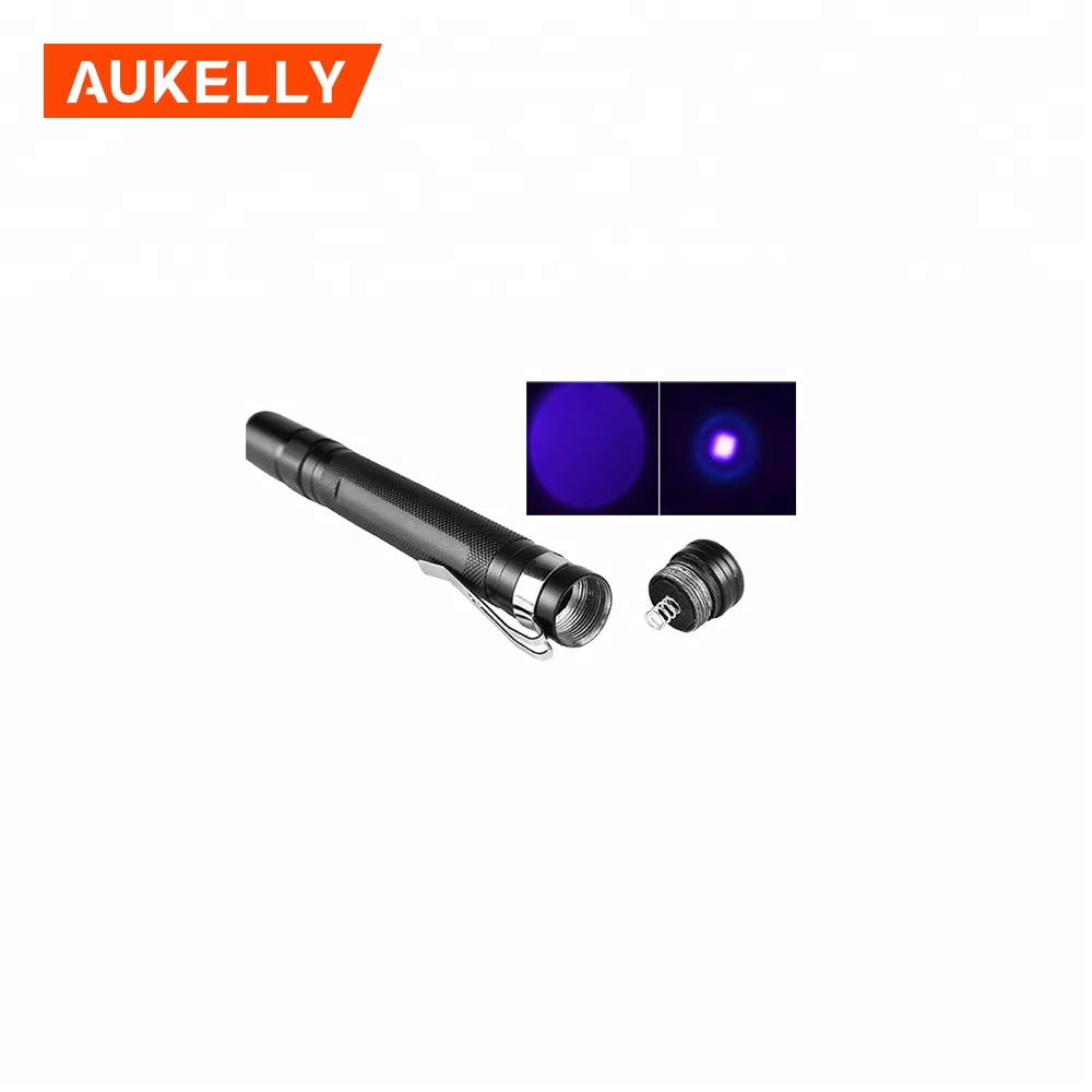 Aukelly Mini Powerful UV 395nm LED Purple Blacklight Portable Small led purple light uv flashlight