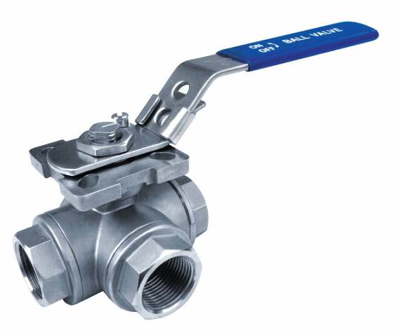 3-Way Ball Valves,Reduced Bore,Threaded End,1000WOG, T Type