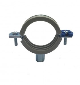 Pipe Clamp With Gray Rubber & Plastic Clip