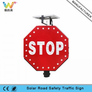 New aluminum STOP sign board solar power traffic sign