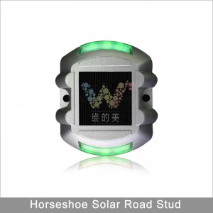 Green LED flashing light aluminum solar power road stud
