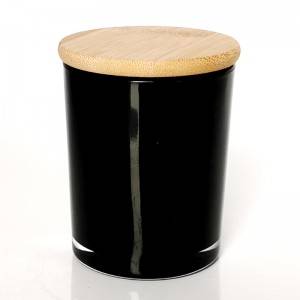 black empty glass candle container
