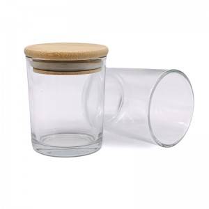 big clear glass candle jars with bamboo lid