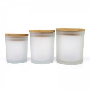 Multi-size clear Matte Frosted Glass Candle jar with lid