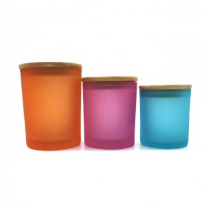 Hot selling frosted glass candle jars with lid